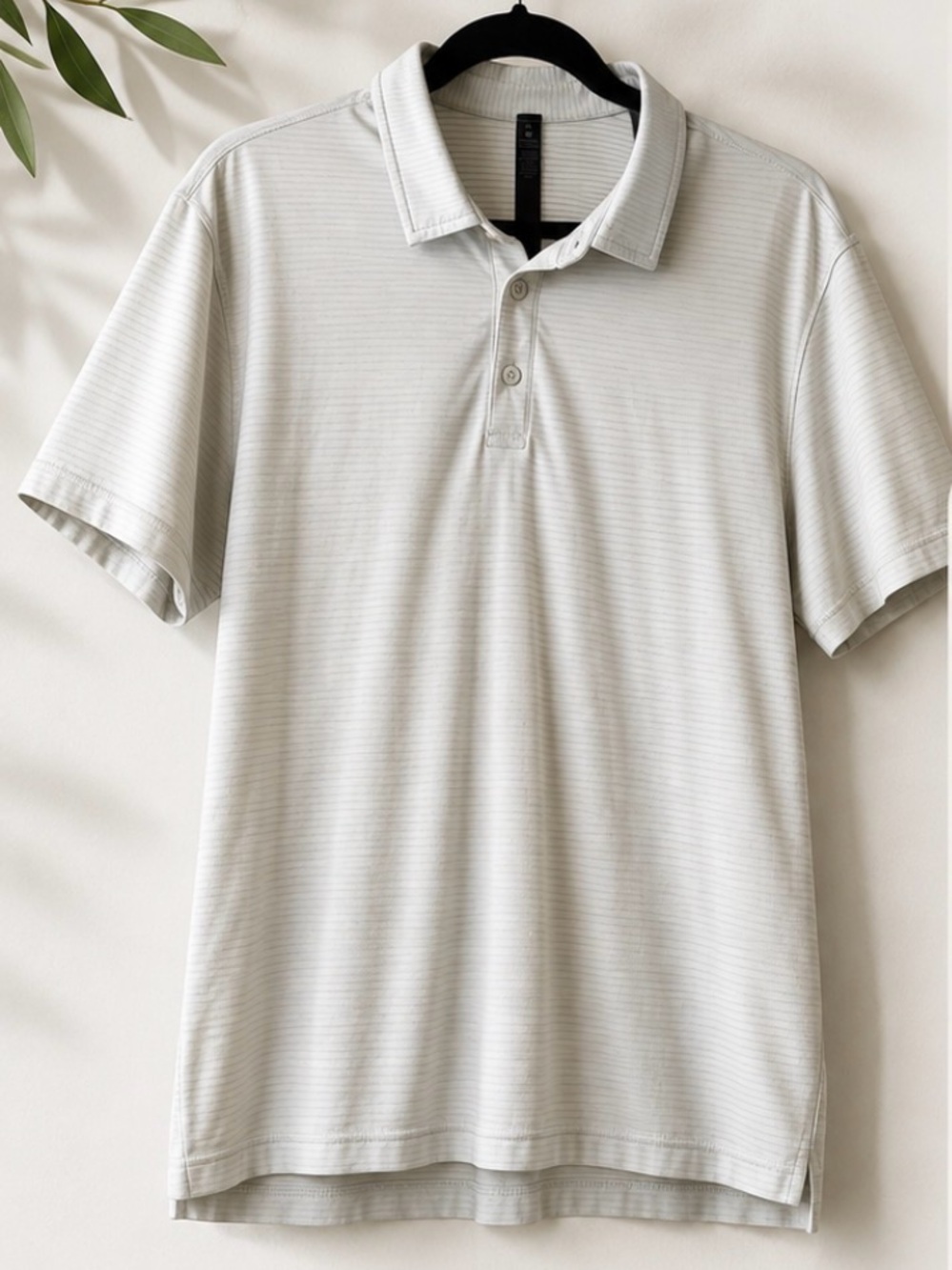 Lululemon Men’s Polo Shirt XL Light Grey Striped Performance Golf Shirt - Picture 1 of 5